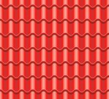 Red Corrugated Tile Vector. Element Of Roof. Seamless Pattern. Ceramic Tiles. Fragment Of Roof Illustration. vector