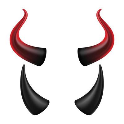 Devil Horns Vector. Halloween Evil Horns Sign, Icon. Isolated On White Background