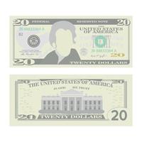 20 Dollars Banknote Vector. Cartoon vector