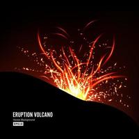 Eruption Volcano Vector. Thunderstorm Sparks. Big And Heavy Explosion From The Mountain. Spewing Glowing Red Hot Lava. vector