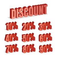 Discount Numbers 3d Vector