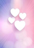 valentines day background with hanging hearts vector