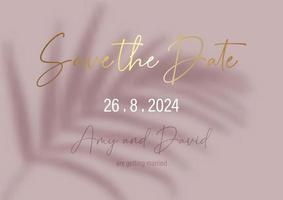 minimal save the date invitation design with fern shadow vector