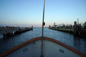 nantucket harbor view at sunset photo