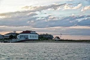 nantucket harbor view at sunset photo