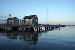 nantucket harbor view at sunset photo