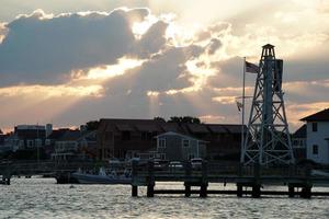 nantucket harbor view at sunset photo