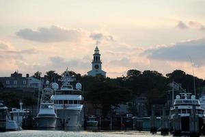 nantucket harbor view at sunset photo