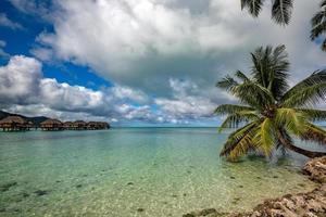 bora bora french polynesia aerial airplane view luxury resort overwater photo