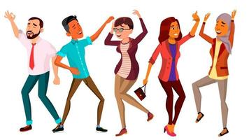 Dancing People Set Vector. Happy Dancer Poses. Retro Disco Party. Isolated Flat Cartoon Illustration vector