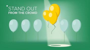 Stand Out From The Crowd Vector. Outstanding Balloon Different From Other. Business Success. Good Idea, Leadership. Flat Illustration vector