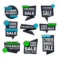 Cyber Monday Sale Banner Set Vector. Sale Technology Banner. Discount Tag, Special Monday Offer Banner. Special Offer Cyber Templates. Best Offer Advertising. Isolated Illustration vector