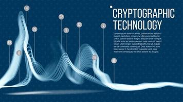 vector de fondo de tecnología criptográfica. algoritmo de grandes datos. ilustración de folleto