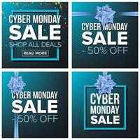 Cyber Monday Sale Banner Set Vector. Cartoon Business Brochure Illustration. November Mega Sale Design Concept. Template Design For Cyber Monday Sale Brochure, Poster, Discount Offer Advertising. vector