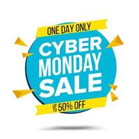 Cyber Monday Sale Banner Vector. Website Sticker, Cyber Web Page Design. Big Super Sale. Online Sales Concept. Isolated On White Illustration vector