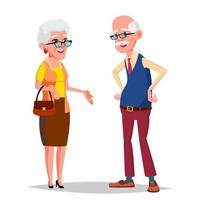 vector de pareja de ancianos. abuelo y abuela. cabello plateado. señora mayor y caballero. ilustración de dibujos animados plana aislada