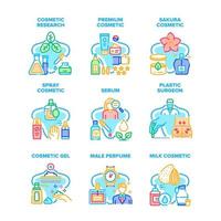 Cosmetic Research Set Icons Vector Illustrations