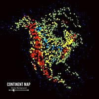 North America. Continent Map Abstract Background Vector. Formed From Colorful Dots Isolated On Black. vector