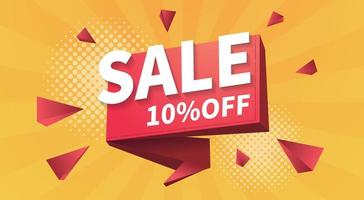 Flash sale 10 off 3d banner background vector Illustration