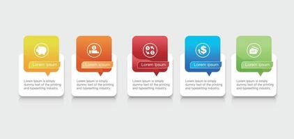 Vector infographic design template with  icons and 5 options or steps