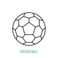 Leather soccer ball outline icon vector