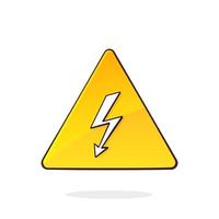 Yellow high voltage symbol with electric lightning. Triangular caution sign vector