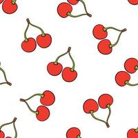 Seamless pattern with falling cherry vector