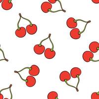 Seamless pattern with falling cherry vector