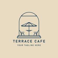 terrace cafe line art logo minimalist with emblem  vector illustration design