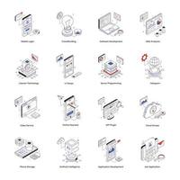 Collection of API Management Isometric Icons vector