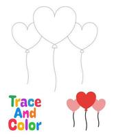 Balloon tracing worksheet for kids vector