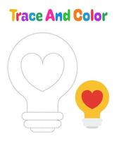 Lamp tracing worksheet for kids vector