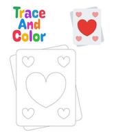 Card tracing worksheet for kids vector