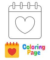Coloring page with Calendar for kids vector