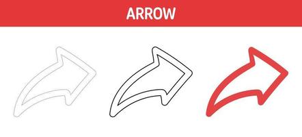 Arrow tracing and coloring worksheet for kids vector