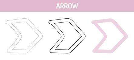 Arrow tracing and coloring worksheet for kids vector