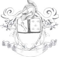 dibujo gráfico del escudo de armas de la familia para decorar una boda barroca png