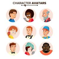 People Characters Avatars Set Vector. Cartoon Flat Isolated Illustration vector