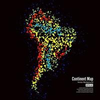 Sudamerica. continente mapa vector de fondo abstracto. formado por puntos coloridos aislados en negro.