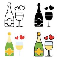 Champagne in flat style isolated vector