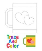 Mug tracing worksheet for kids vector