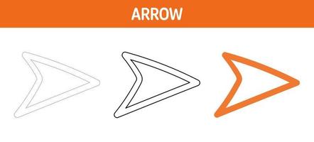 Arrow tracing and coloring worksheet for kids vector