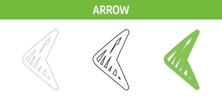 Arrow tracing and coloring worksheet for kids vector