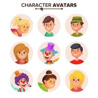 People Characters Avatars Set Vector. Color Placeholder. Cartoon Flat Isolated Illustration vector