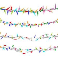 Christmas Lights Background Vector. Strings Of Christmas Lights. Design Elements. Isolated Illustration vector