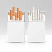 Blank Pack Package Box Of Cigarettes 3D Vector Template For Design. Opened Pack Of Cigarettes Isolated
