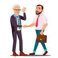 Happy Client Vector. Customer Person. Shaking Hands. Partnership. Important Client. Business Connection. Isolated Flat Cartoon Character Illustration vector