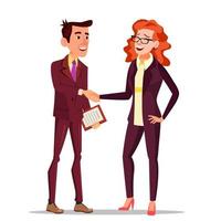 Happy Client Vector. Business Concept. Suit. Partners And Clients. Meeting Handshaking. Agreement Sign. Isolated Flat Cartoon Character Illustration vector