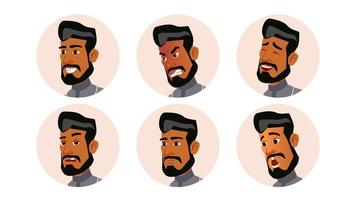 Arab Man Avatar People Vector. Ghutra. Islamic. Icon Placeholder. Person Shilouette. Various Emotions. Scared, Aggressive. User Portrait. Flat Character Illustration vector