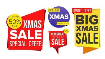 Christmas Sale Banner Set Vector. Sale Banner. Discount Tag, Special Xmas Offer Banner. Special Holidays Templates. Best Offer Advertising. Isolated Illustration vector